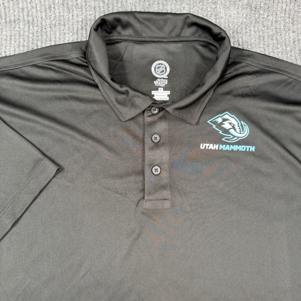 NHL Utah Mammoth Men's Performance Polo Shirt XL Black Hockey Golf Casual Dad